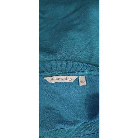 SOFT Surroundings Womens Tunic Top Blue Heathered Asymmetric Hem Stretch Knit L - Picture 5 of 6